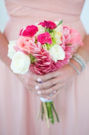 Bridesmaids bouquet with hawaiians and carnations